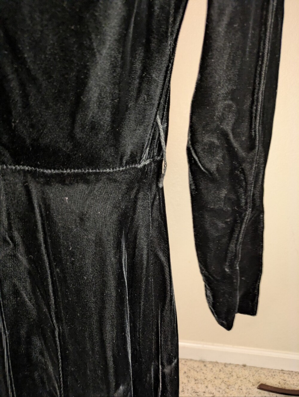 Vintage 80s Ricki Lang for Nuit Black Velvet Full Circle Skirt Maxi Dress ILGWU - Picture 11 of 12